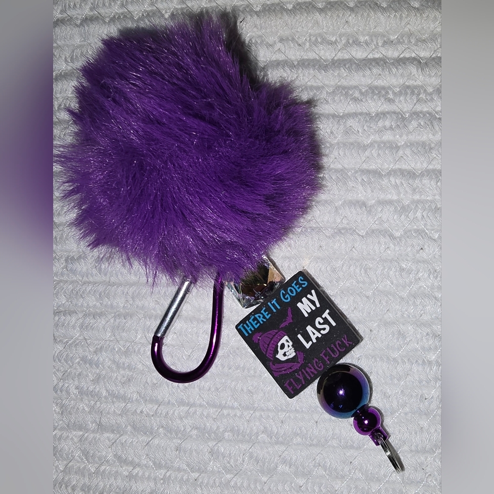 Purple Pom Pom Keychain